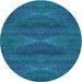 Square Patterned Deep Sky Blue Rug, pat1142lblu