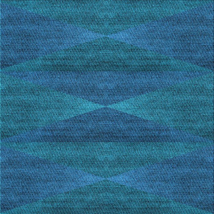 Round Patterned Deep Sky Blue Rug, pat1142lblu