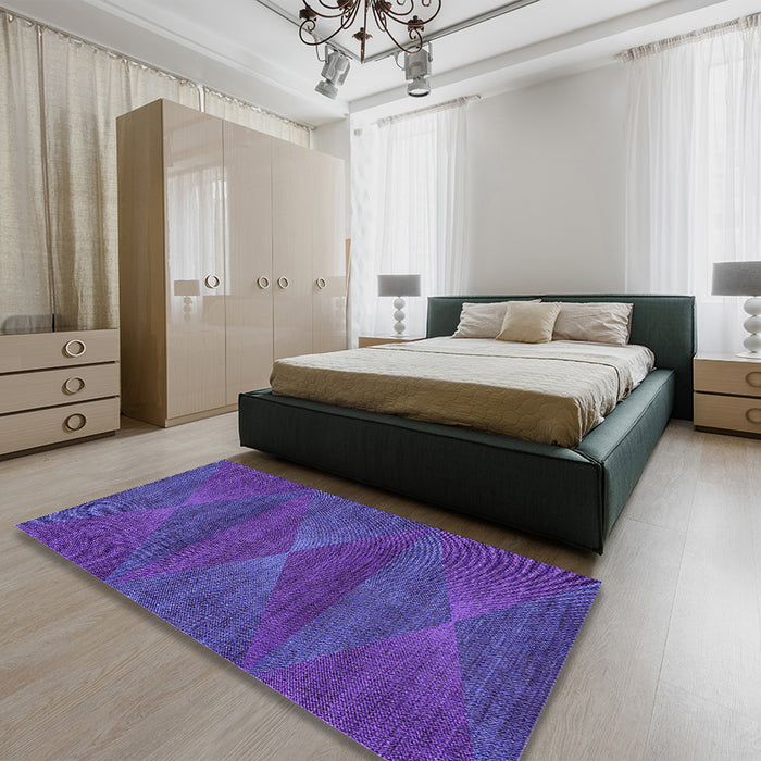 Round Machine Washable Transitional Purple Rug in a Office, wshpat1142pur