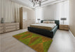 Patterned Dark Golden Brown Rug in a Bedroom, pat1142yw