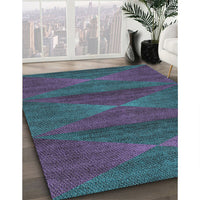 Patterned Dark Slate Blue Novelty Rug, pat1142