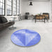 Round Patterned Light Slate Blue Rug in a Office, pat1143blu