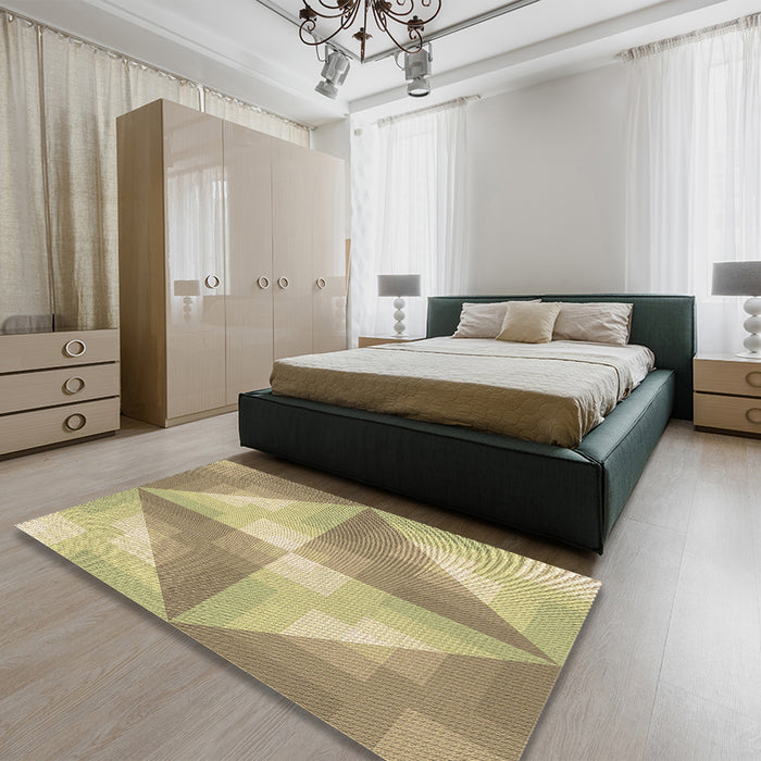Patterned Copper Brown Rug in a Bedroom, pat1143brn
