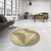 Round Patterned Copper Brown Rug in a Office, pat1143brn