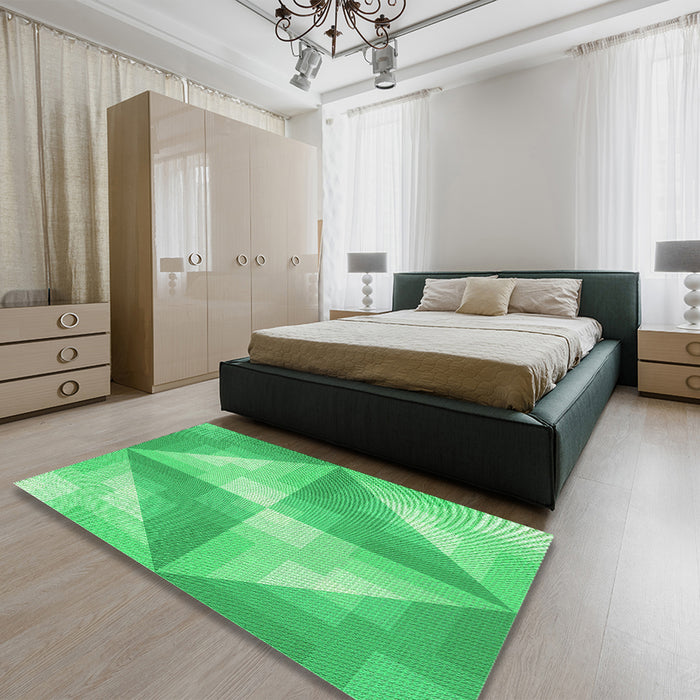 Patterned Lime Mint Green Rug in a Bedroom, pat1143grn