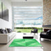 Square Patterned Lime Mint Green Rug in a Living Room, pat1143grn