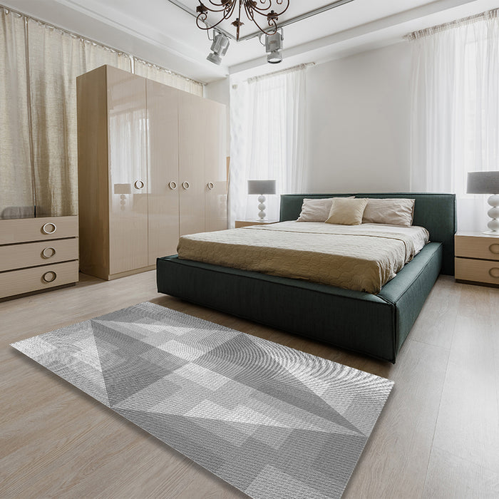 Patterned Gray Rug in a Bedroom, pat1143gry