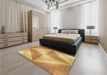 Patterned Saffron Yellow Rug in a Bedroom, pat1143org