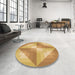 Round Patterned Saffron Yellow Rug in a Office, pat1143org