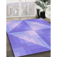 Patterned Light Slate Blue Rug, pat1143pur