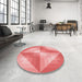 Round Patterned Light Salmon Pink Rug in a Office, pat1143rd