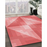 Patterned Light Salmon Pink Rug, pat1143rd