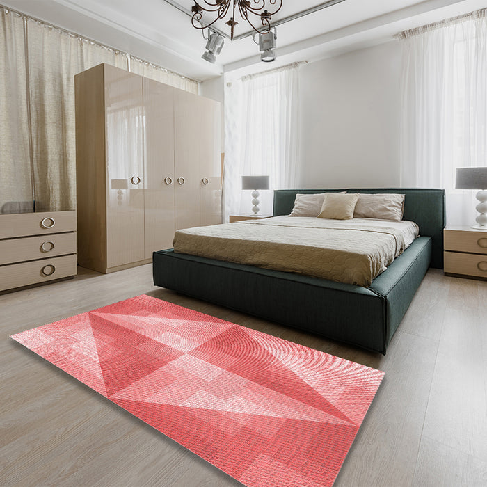 Patterned Light Salmon Pink Rug in a Bedroom, pat1143rd