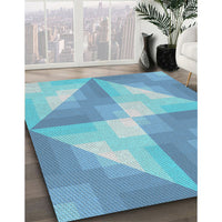 Patterned Blue Novelty Rug, pat1143