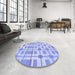 Round Patterned Light Slate Blue Rug in a Office, pat1144blu