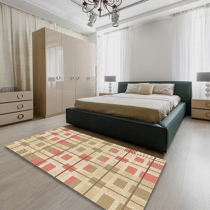 Round Machine Washable Transitional Bronze Brown Rug in a Office, wshpat1144brn