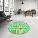 Round Patterned Jade Green Rug in a Office, pat1144grn