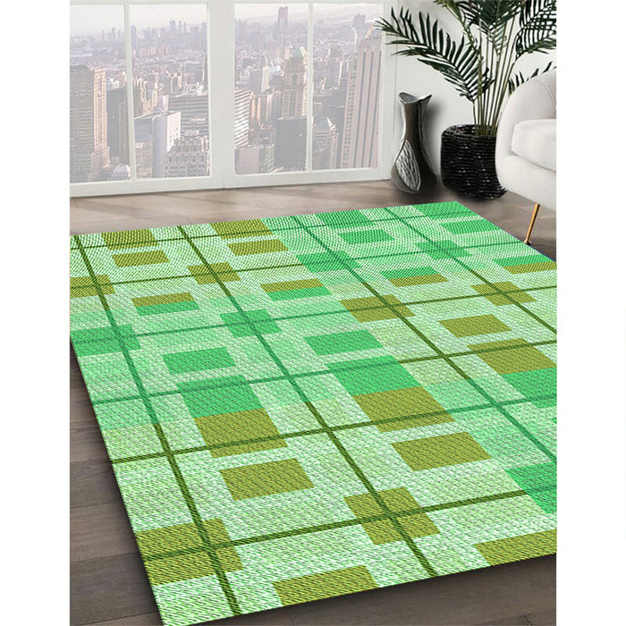Patterned Jade Green Rug in Family Room, pat1144grn
