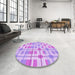 Round Patterned Purple Rug in a Office, pat1144pur