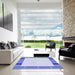 Square Patterned Blue Rug in a Living Room, pat1145blu