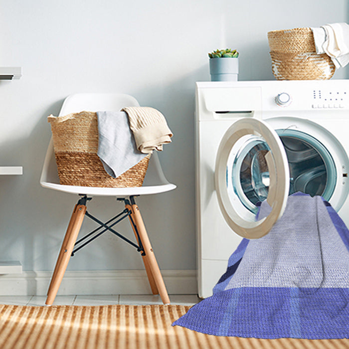 Machine Washable Transitional Blue Rug in a Washing Machine, wshpat1145blu