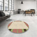 Round Patterned Khaki Gold Rug in a Office, pat1145brn