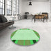 Round Patterned Green Rug in a Office, pat1145grn