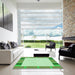 Square Patterned Green Rug in a Living Room, pat1145grn