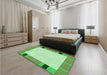 Patterned Green Rug in a Bedroom, pat1145grn