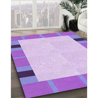 Patterned Pale Lilac Purple Rug, pat1145pur