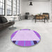 Round Patterned Pale Lilac Purple Rug in a Office, pat1145pur