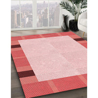 Patterned Deep Rose Pink Rug, pat1145rd