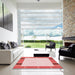 Square Patterned Deep Rose Pink Rug in a Living Room, pat1145rd