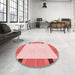 Round Patterned Deep Rose Pink Rug in a Office, pat1145rd