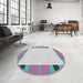 Round Patterned Pale Blue Novelty Rug in a Office, pat1145