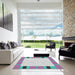 Square Patterned Pale Blue Novelty Rug in a Living Room, pat1145