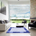 Square Patterned Blue Rug in a Living Room, pat1146blu