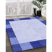 Patterned Blue Rug in Family Room, pat1146blu