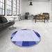 Round Patterned Blue Rug in a Office, pat1146blu