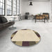 Round Patterned Golden Blonde Gold Rug in a Office, pat1146brn