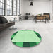 Round Patterned Light Green Rug in a Office, pat1146grn