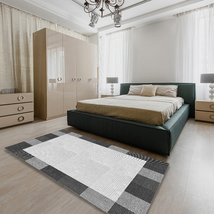 Patterned Gray Rug in a Bedroom, pat1146gry