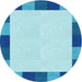 Square Patterned Blue Rug, pat1146lblu