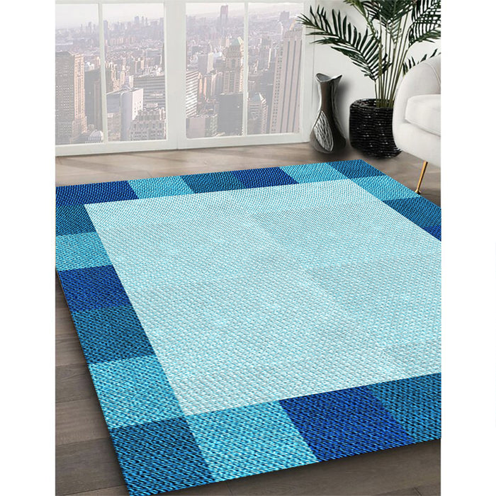 Machine Washable Transitional Blue Rug in a Family Room, wshpat1146lblu