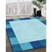 Patterned Blue Rug in Family Room, pat1146lblu