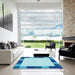 Square Patterned Blue Rug in a Living Room, pat1146lblu