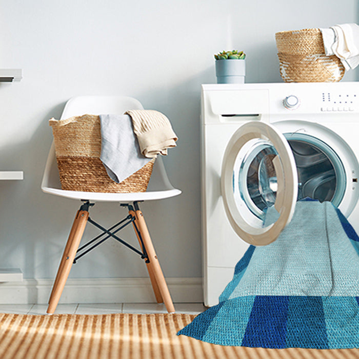 Machine Washable Transitional Blue Rug in a Washing Machine, wshpat1146lblu
