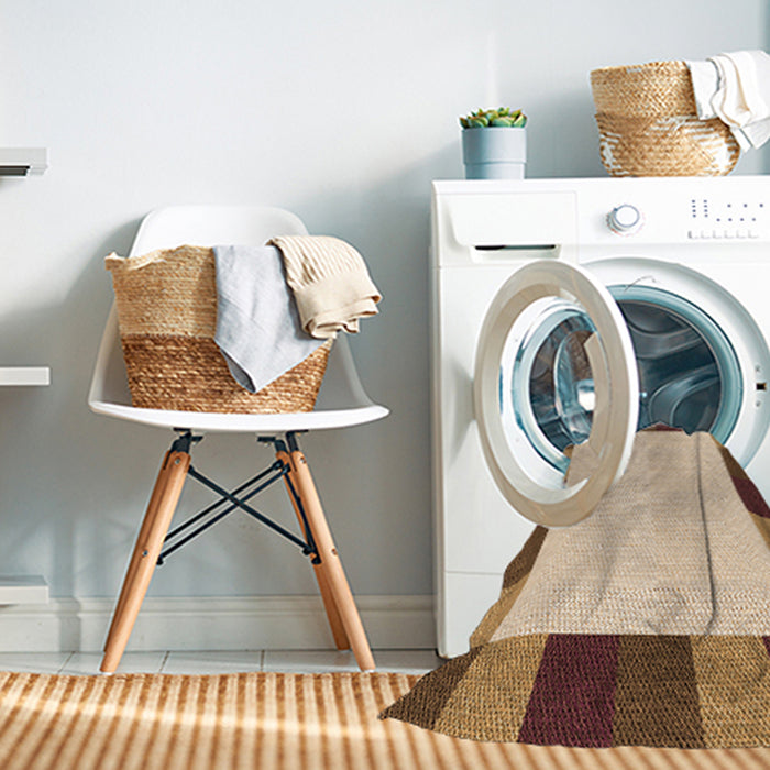 Machine Washable Transitional Deep Peach Orange Rug in a Washing Machine, wshpat1146org