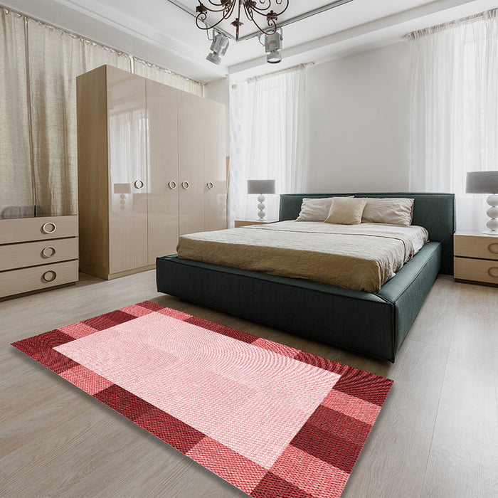 Patterned Red Rug in a Bedroom, pat1146rd