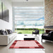 Square Patterned Red Rug in a Living Room, pat1146rd